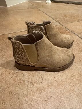 Kids Gold/ Tan Glitter Chelsea Boot